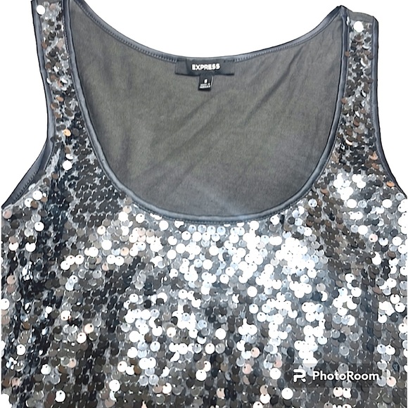 Nwot Express sequined tank. Size small front dark grey with sequins back plain. - Picture 4 of 8